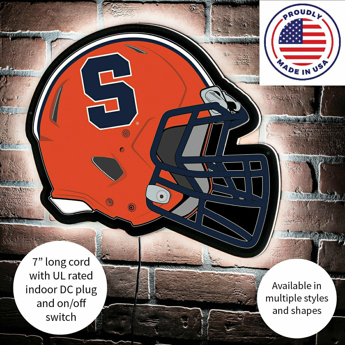 LED Wall Decor, Helmet, Syracuse University, Collegiate, Home
