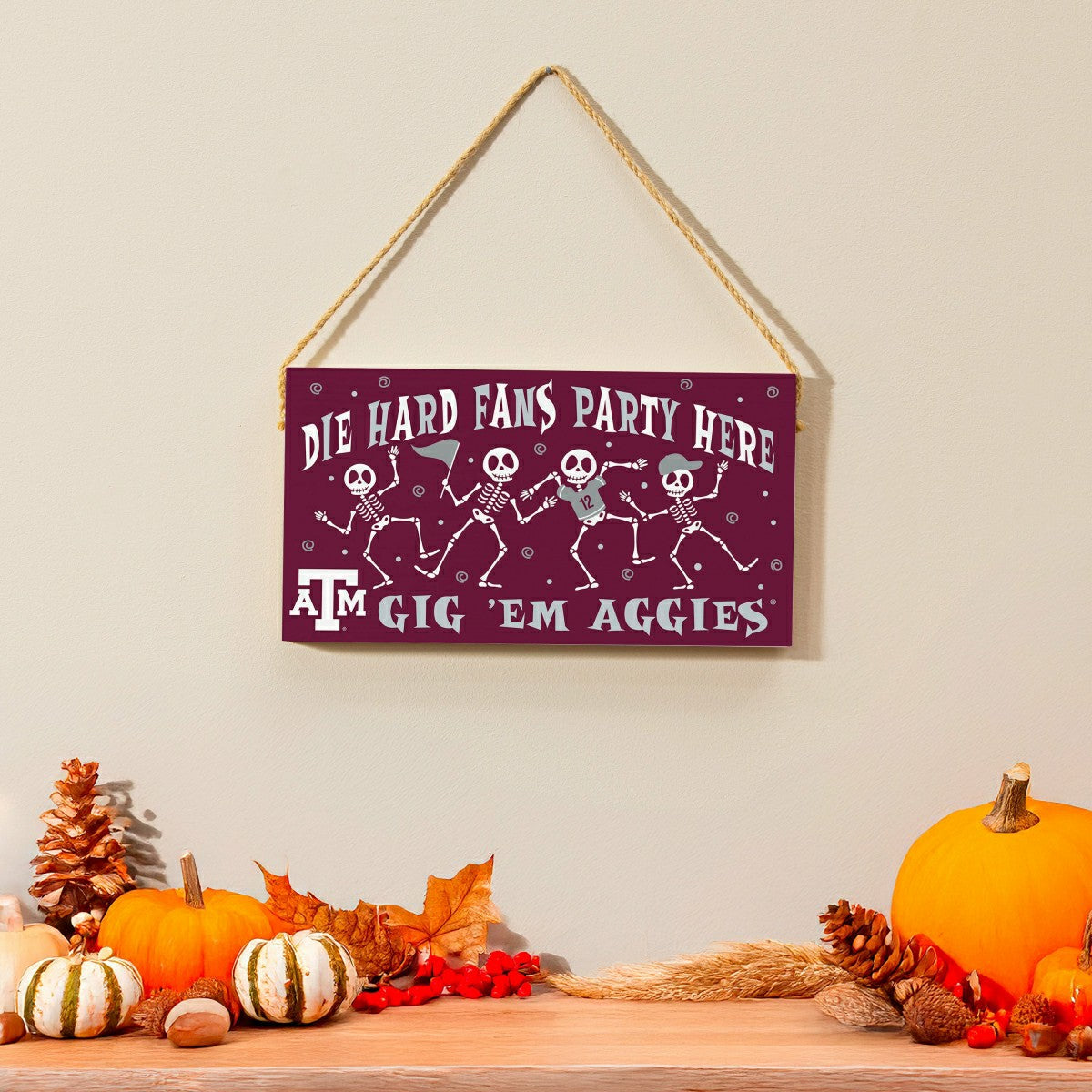 Texas A&M Halloween Wood Wall Sign, 6x11, Collegiate, Home