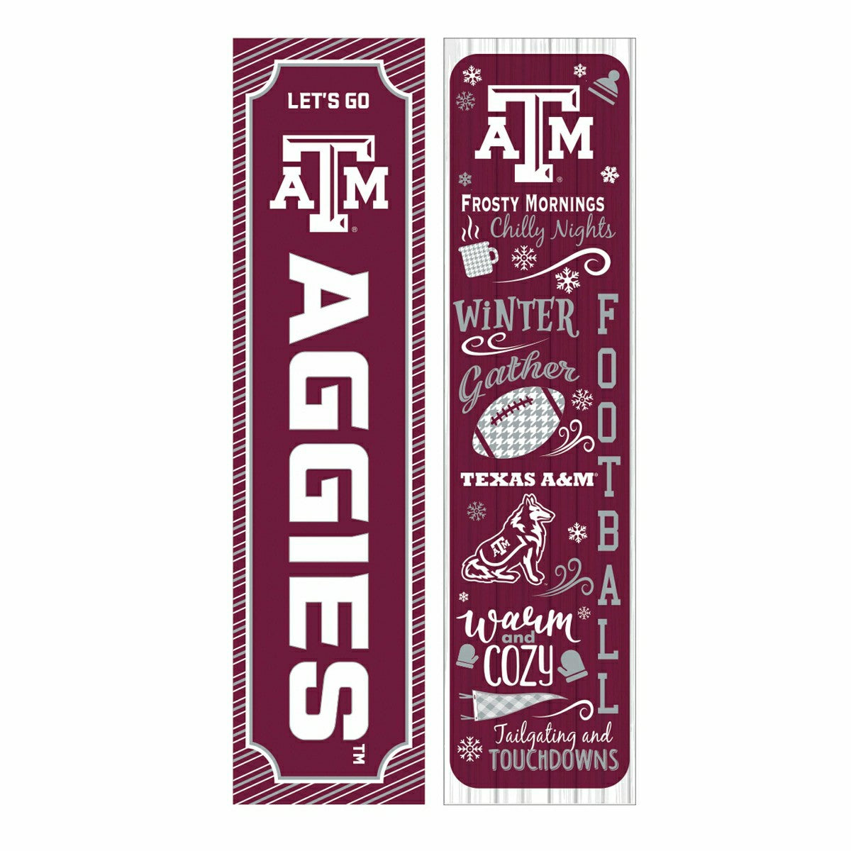 46" Double Sided Leaner, Texas A&M, Winter Seasonal, Collegiate, Home