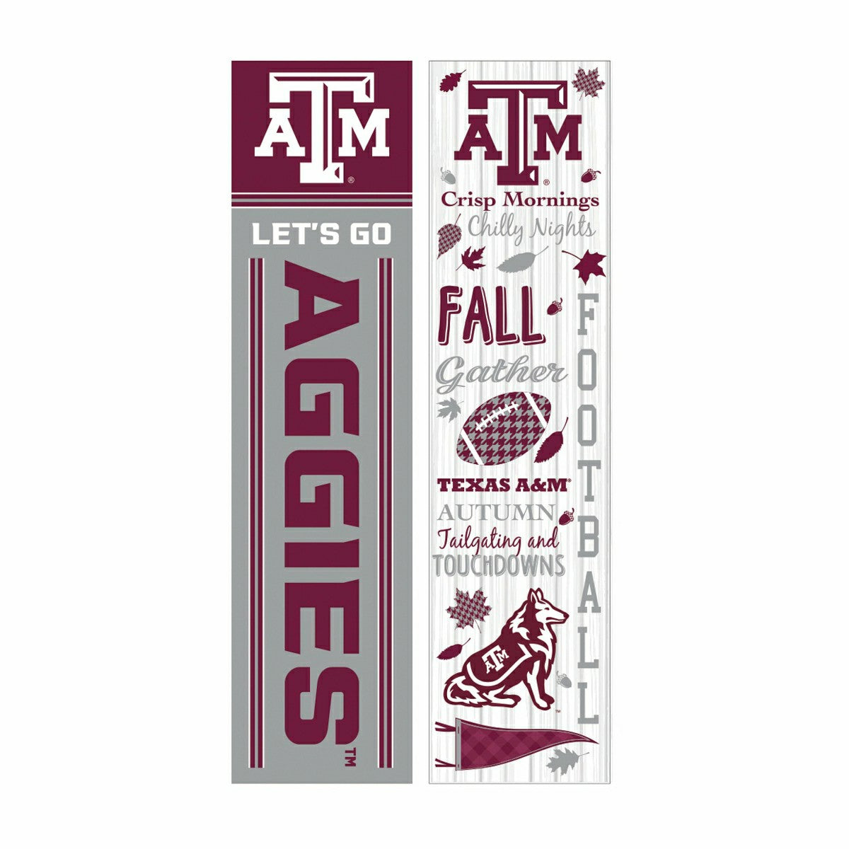 46" Double Sided Leaner, Texas A&M, Fall Seasonal, Collegiate, Home