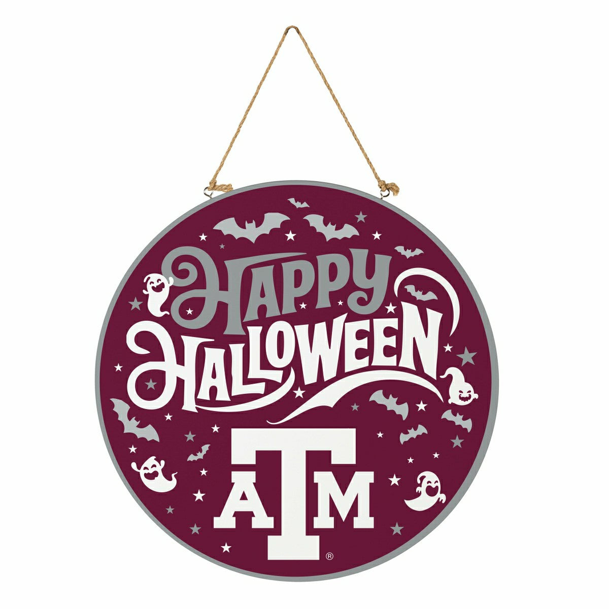 Texas A&M Halloween Round Door Décor with Hanging Rope, 18x18, Collegiate, Home