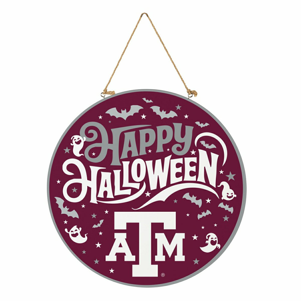 Texas A&M Halloween Round Door Décor with Hanging Rope, 18x18, Collegiate, Home