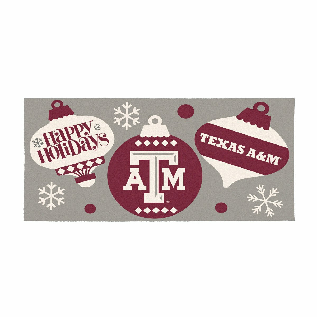 Texas A&M Holiday Flocked Coir Sassafras Switch Mat, 22"x10", Collegiate