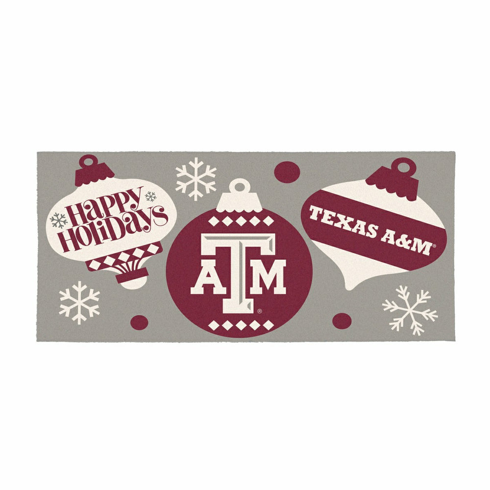 Texas A&M Holiday Flocked Coir Sassafras Switch Mat, 22"x10", Collegiate