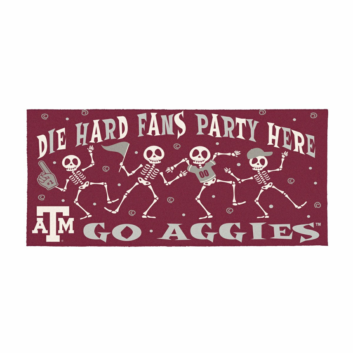 Texas A&M Flocked Coir Halloween Sassafras Switch Mat, 22"x10", Collegiate