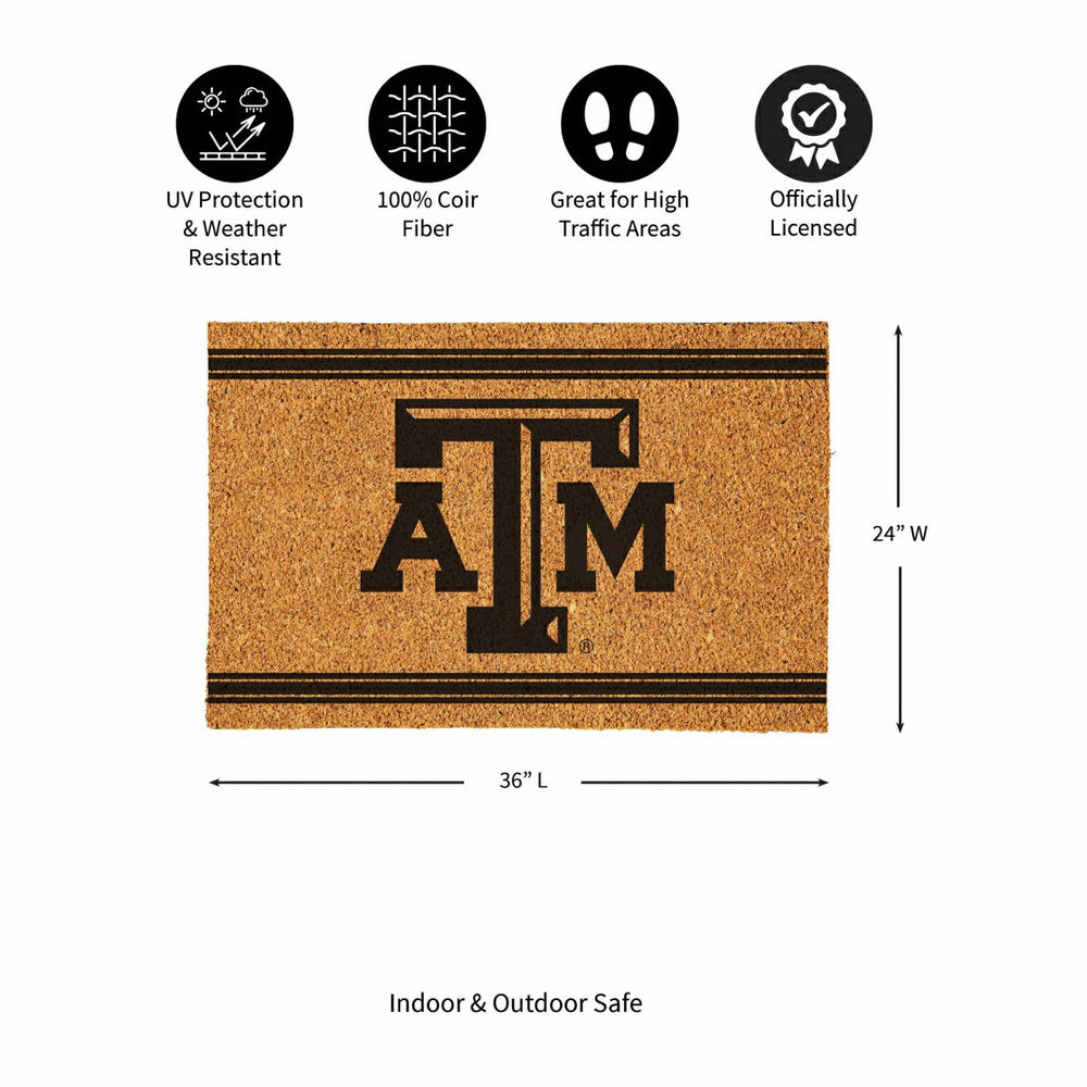 Texas A&M Large One Color Coir Mat, 36"x24", Collegiate
