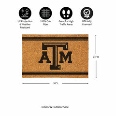 Texas A&M Large One Color Coir Mat, 36"x24", Collegiate