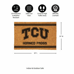 Texas Christian University Large One Color Coir Mat, 36"x24", Collegiate