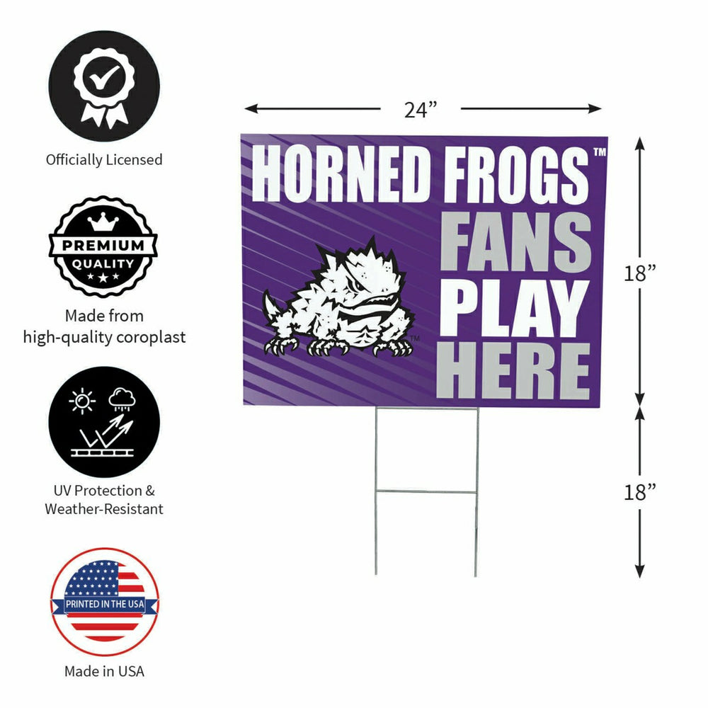 Texas Christian University Coroplast Yard Sign "Fans Play Here", Collegiate, Home