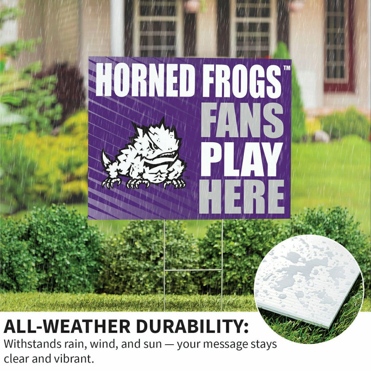Texas Christian University Coroplast Yard Sign "Fans Play Here", Collegiate, Home