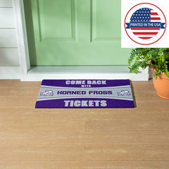 28" x 16" PVC Trapper Mat, Come Back with Tickets, Texas Christian Uni, Collegiate