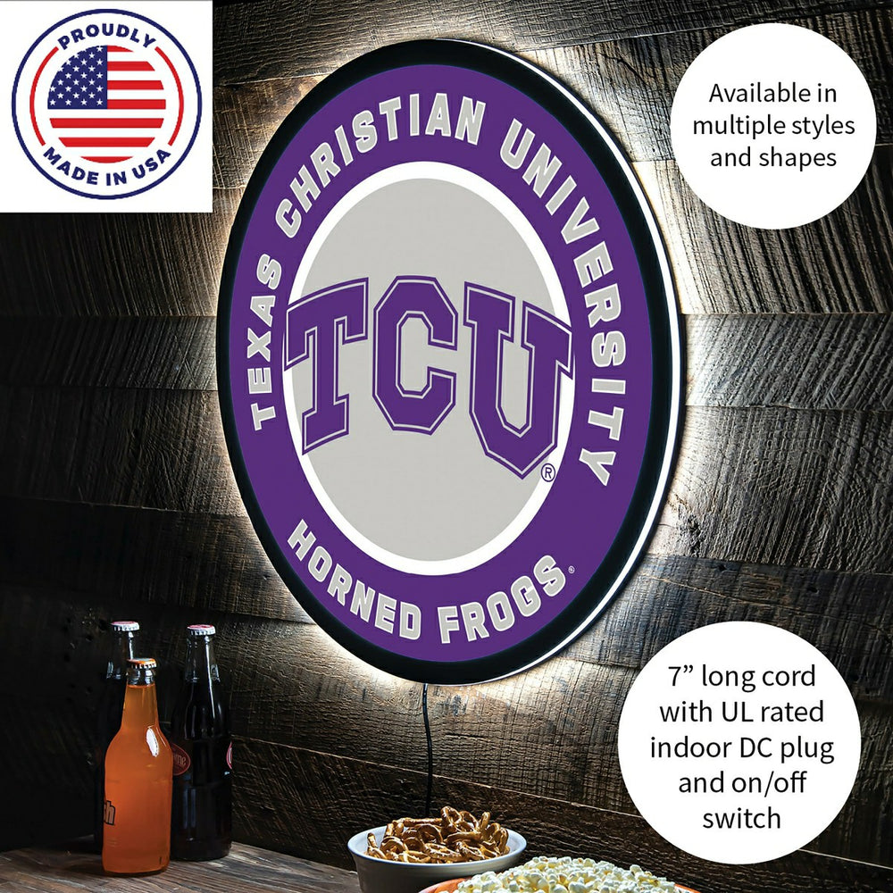 LED Wall Decor, Round, Texas Christian University, Collegiate, Home