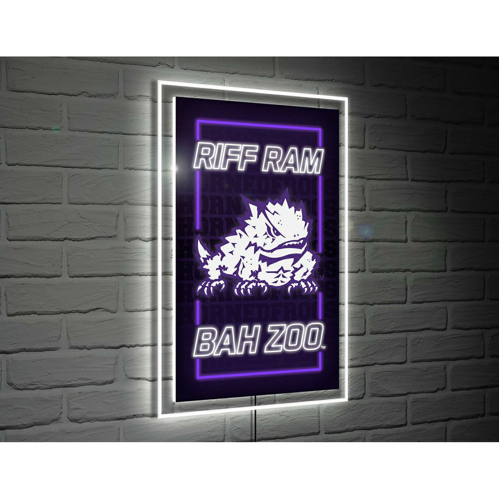 Texas Christian University College Rectangle Neolite LED Decor, Collegiate, Home