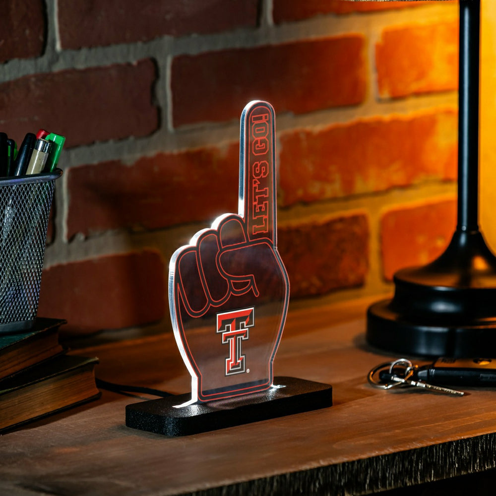 Texas Tech University College Foam Finger Desklite LED Decor, Collegiate, Home