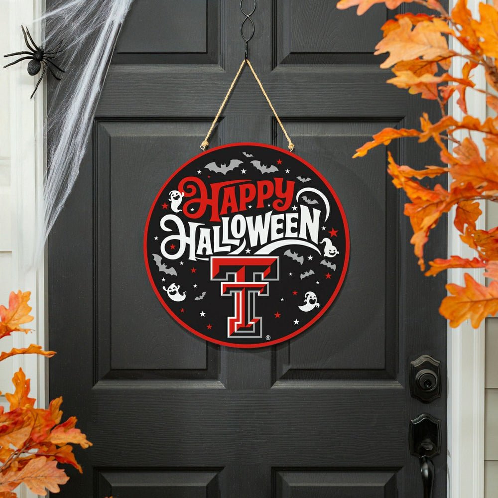 Texas Tech University Halloween Round Door Décor with Hanging Rope, 18, Collegiate, Home