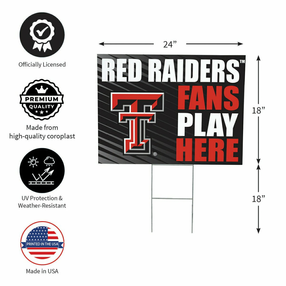 Texas Tech University Coroplast Yard Sign "Fans Play Here", Collegiate, Home