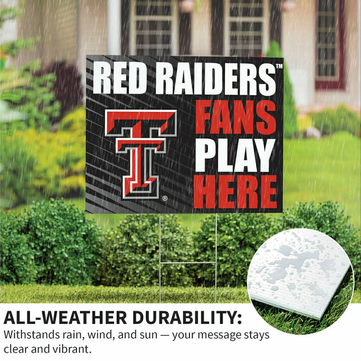 Texas Tech University Coroplast Yard Sign "Fans Play Here", Collegiate, Home