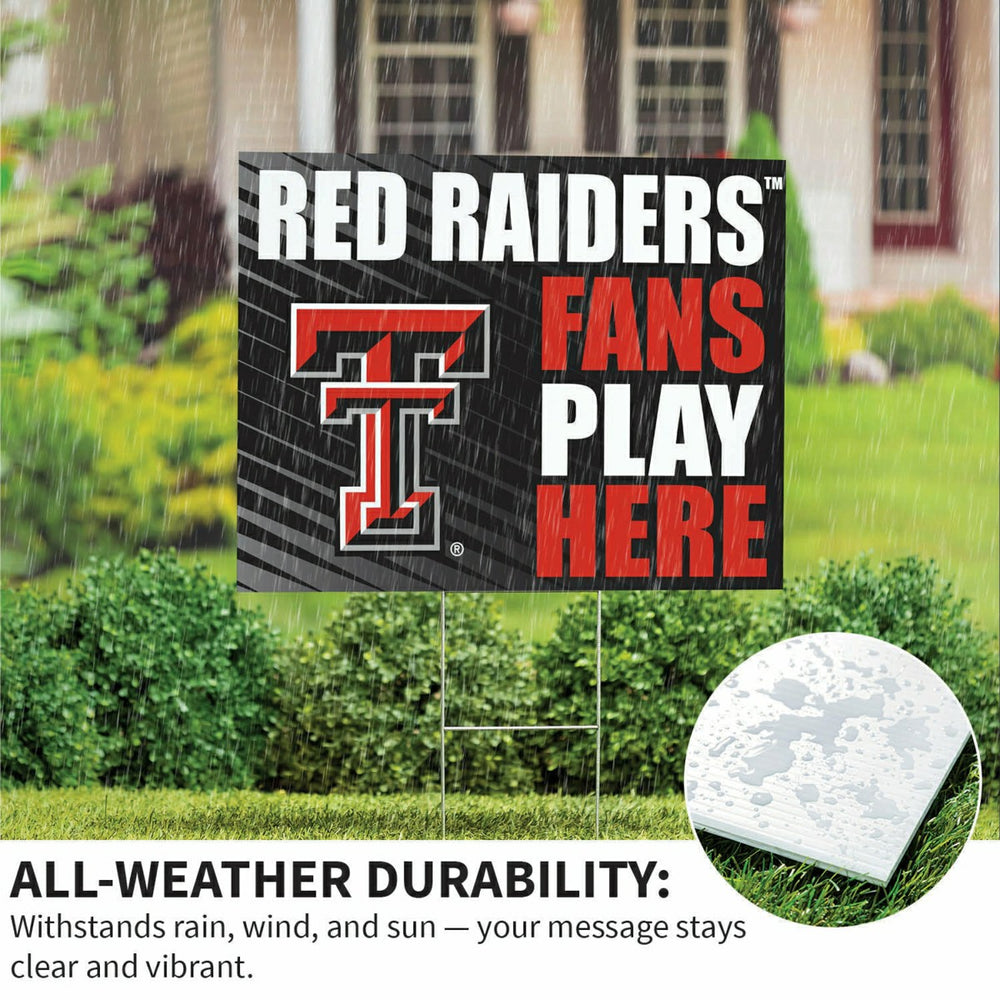 Texas Tech University Coroplast Yard Sign "Fans Play Here", Collegiate, Home