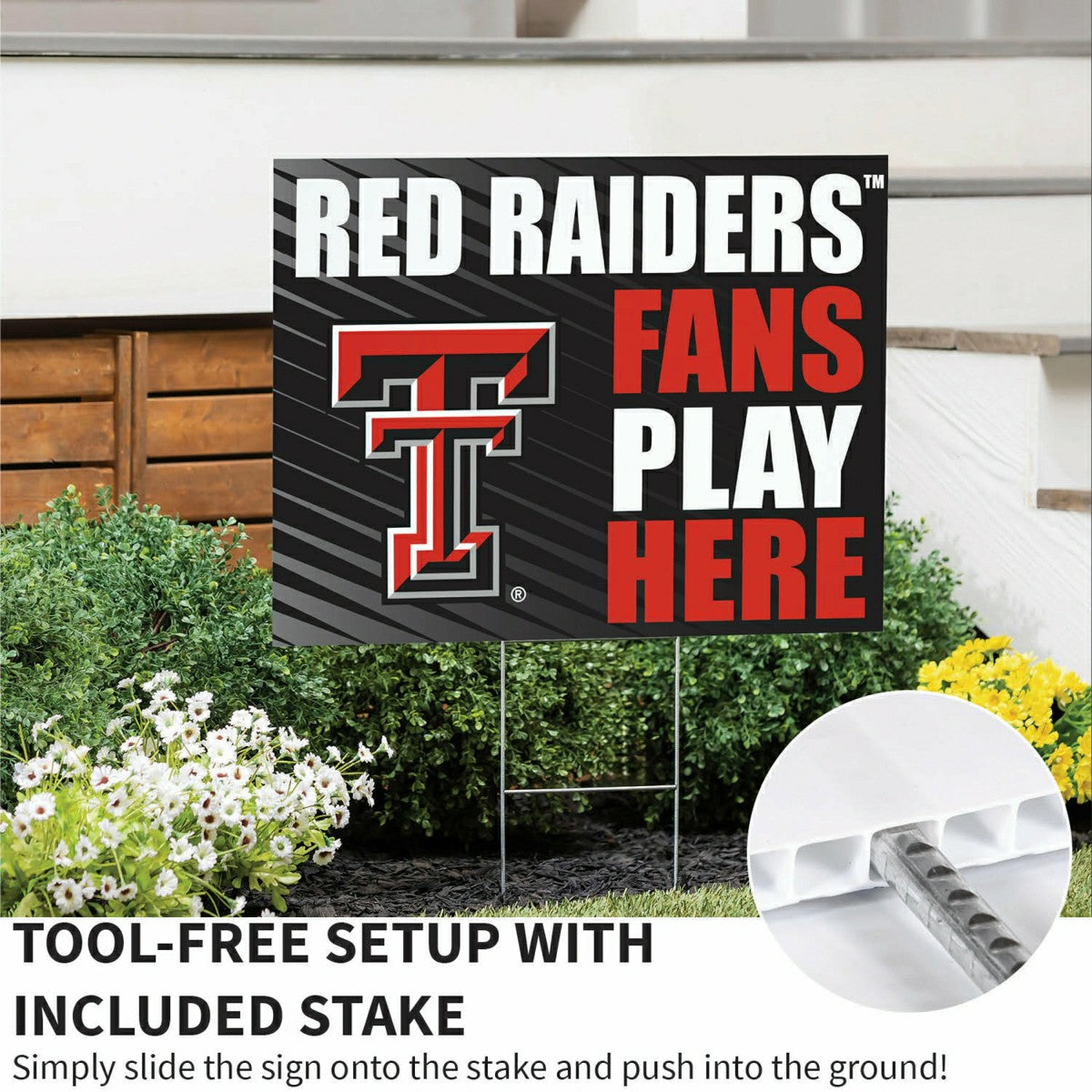 Texas Tech University Coroplast Yard Sign "Fans Play Here", Collegiate, Home