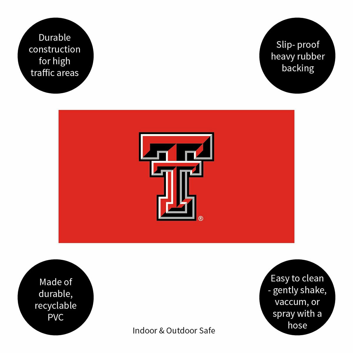 Full Color PVC Mat, 16" x 28", Texas Tech University, Collegiate