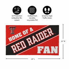 Texas Tech University, PVC Mat COLOR, Home of a Fan, Collegiate