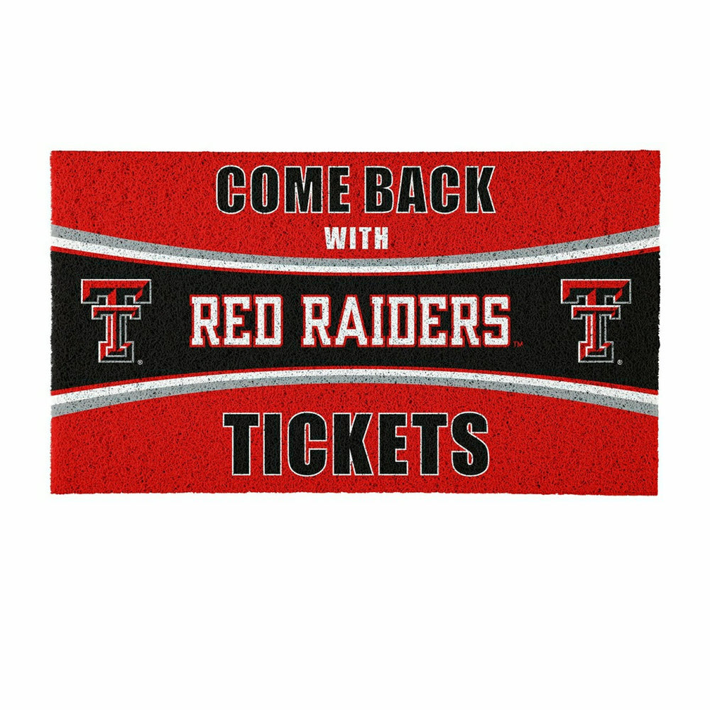 28" x 16" PVC Trapper Mat, Come Back with Tickets, Texas Tech Universi, Collegiate