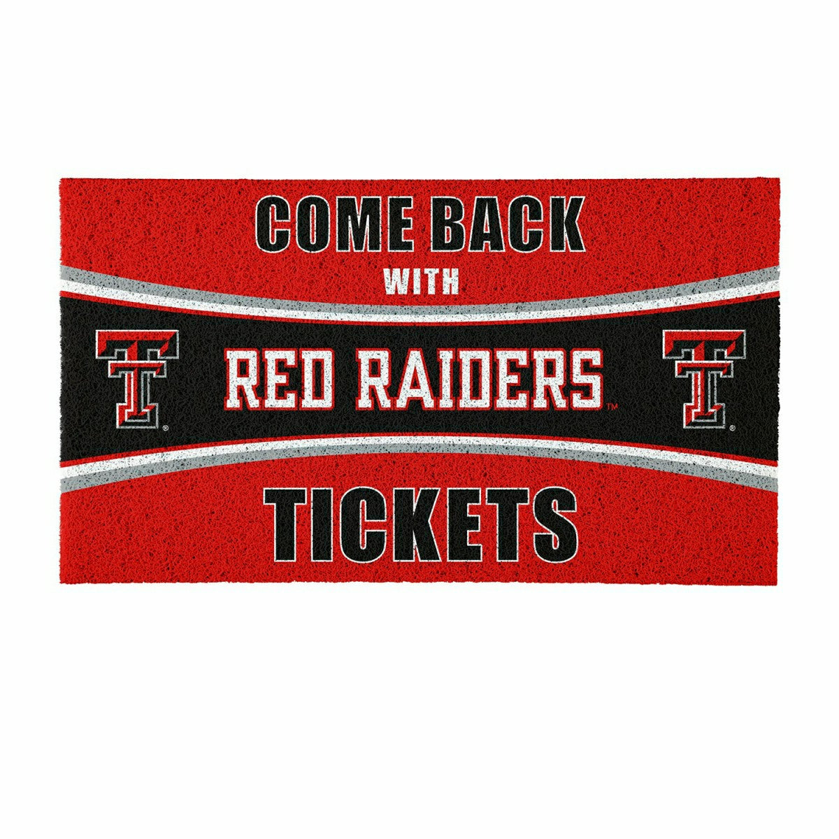 28" x 16" PVC Trapper Mat, Come Back with Tickets, Texas Tech Universi, Collegiate