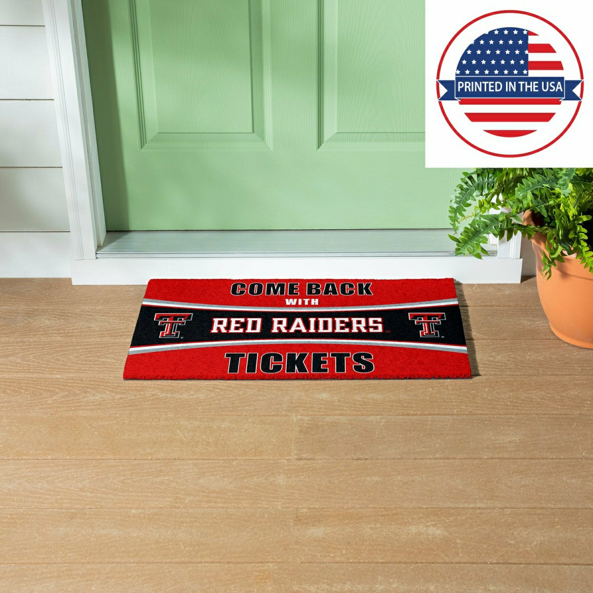 28" x 16" PVC Trapper Mat, Come Back with Tickets, Texas Tech Universi, Collegiate