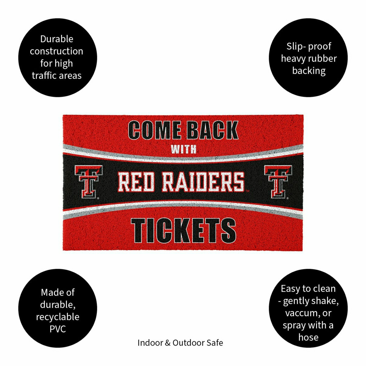 28" x 16" PVC Trapper Mat, Come Back with Tickets, Texas Tech Universi, Collegiate