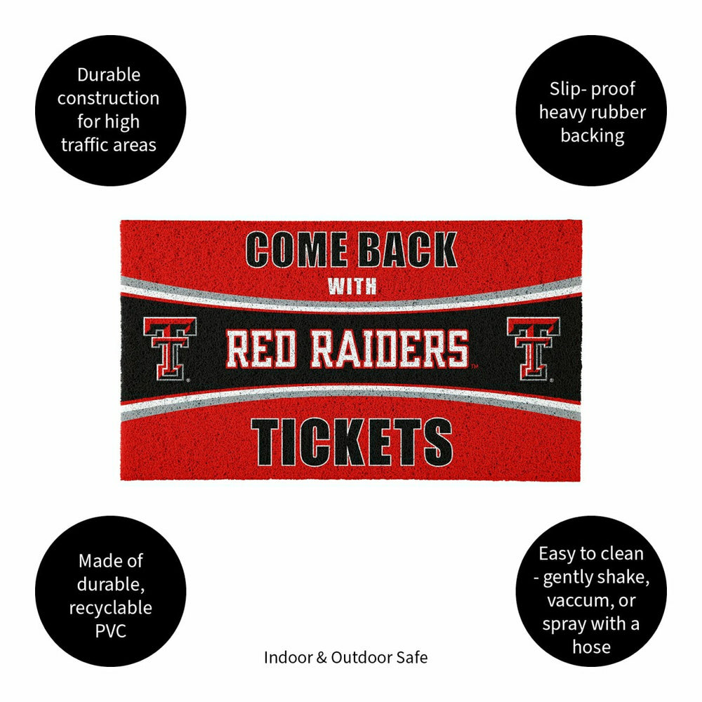 28" x 16" PVC Trapper Mat, Come Back with Tickets, Texas Tech Universi, Collegiate