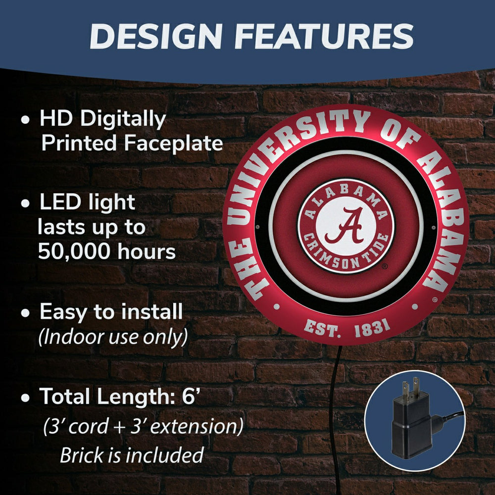 University of Alabama, Metal Lite, Round, Collegiate