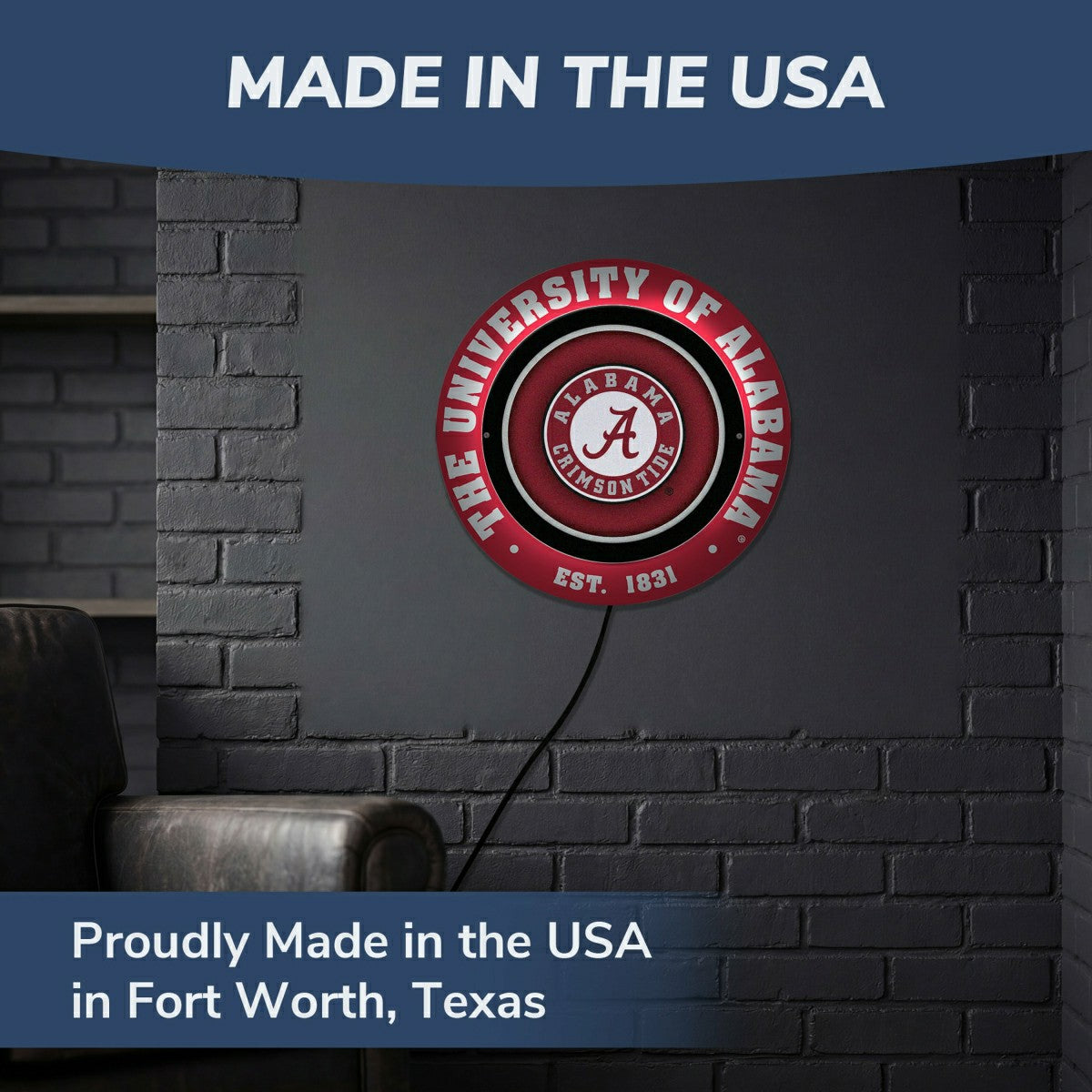 University of Alabama, Metal Lite, Round, Collegiate