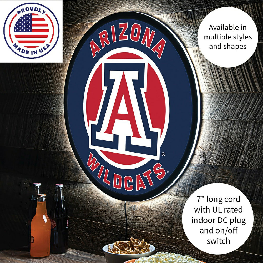 LED Wall Decor, Round, University of Arizona, Collegiate, Home