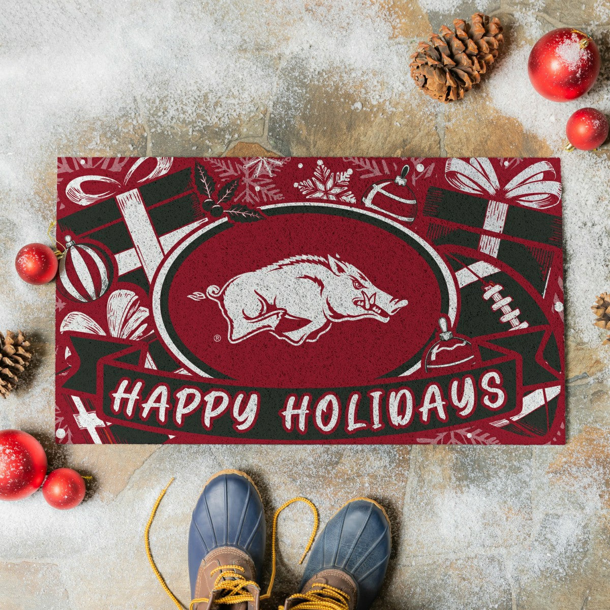 University of Arkansas Holiday PVC Mat, 28"x16", Collegiate
