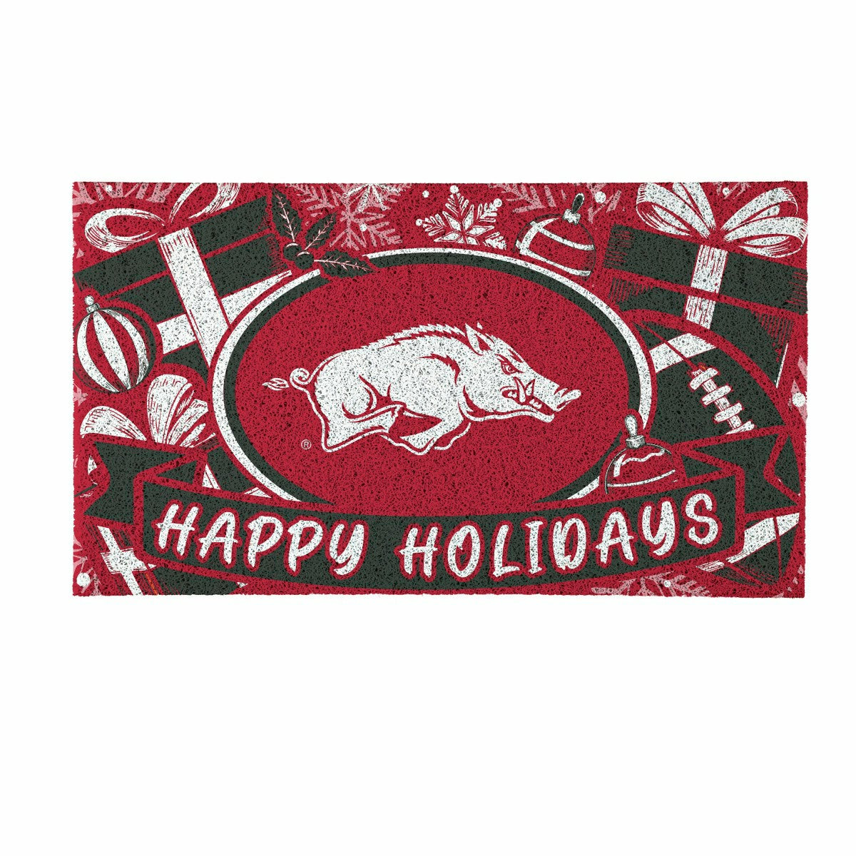 University of Arkansas Holiday PVC Mat, 28"x16", Collegiate