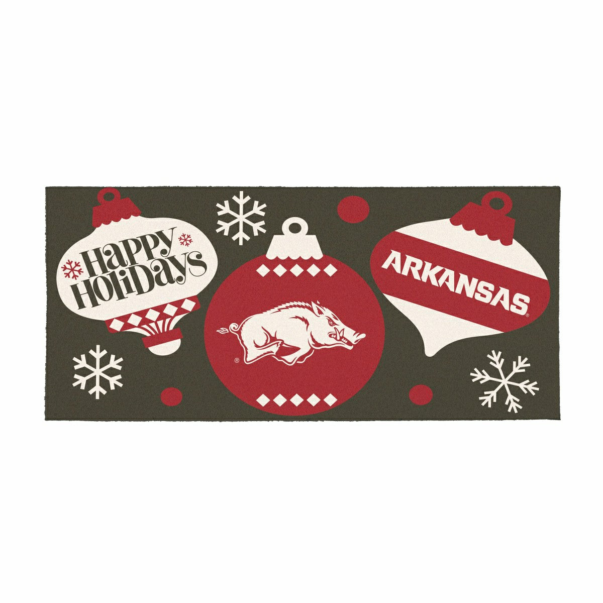 University of Arkansas Holiday Flocked Coir Sassafras Switch Mat, 22"x, Collegiate