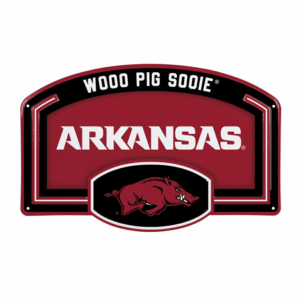 University of Arkansas USA Embossed Steel Wall Sign, 11" x 17", Collegiate, Home