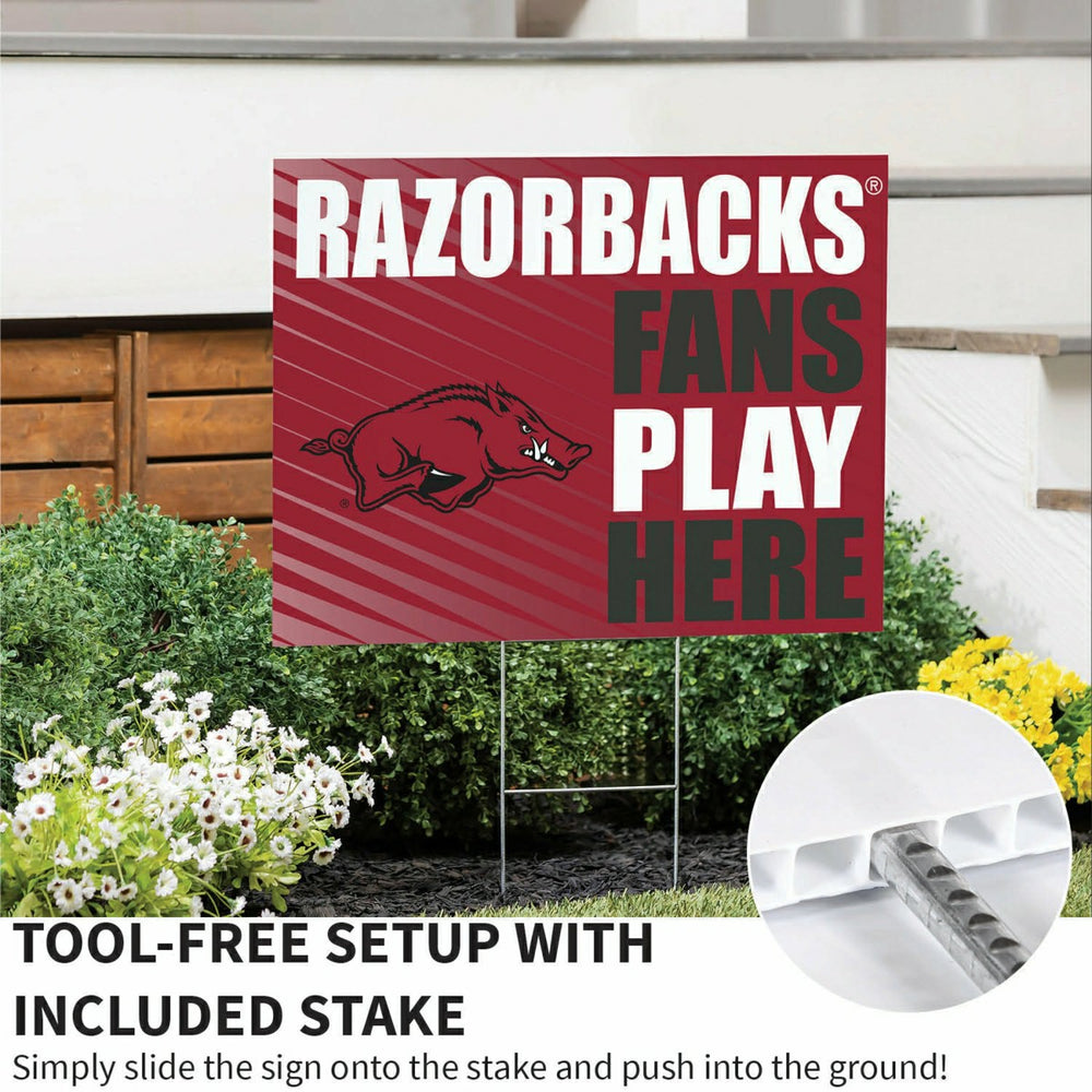 University of Arkansas Coroplast Yard Sign "Fans Play Here", Collegiate, Home
