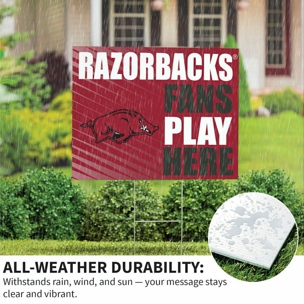 University of Arkansas Coroplast Yard Sign "Fans Play Here", Collegiate, Home