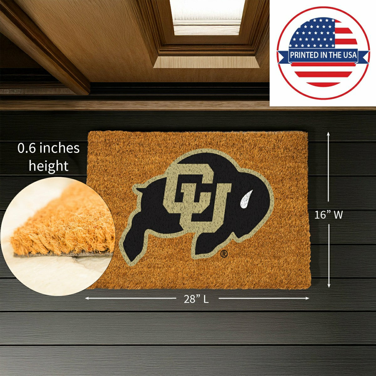 Coir Mat, 16"x28", University of Colorado, Collegiate