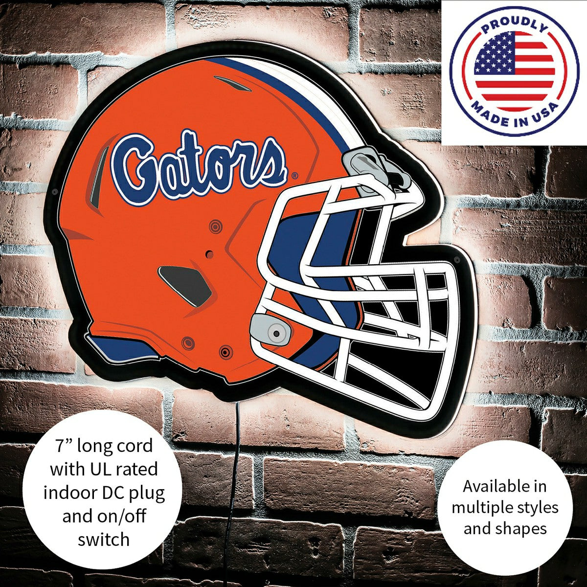 LED Wall Decor, Helmet, University of Florida, Collegiate, Home
