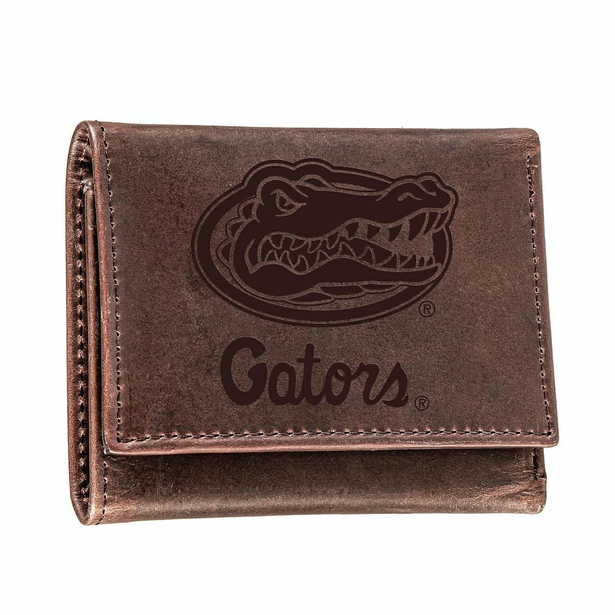 University of Florida, Tri-Fold Wallet, Brown, CH, 100% Genuine Leathe, Collegiate, Home