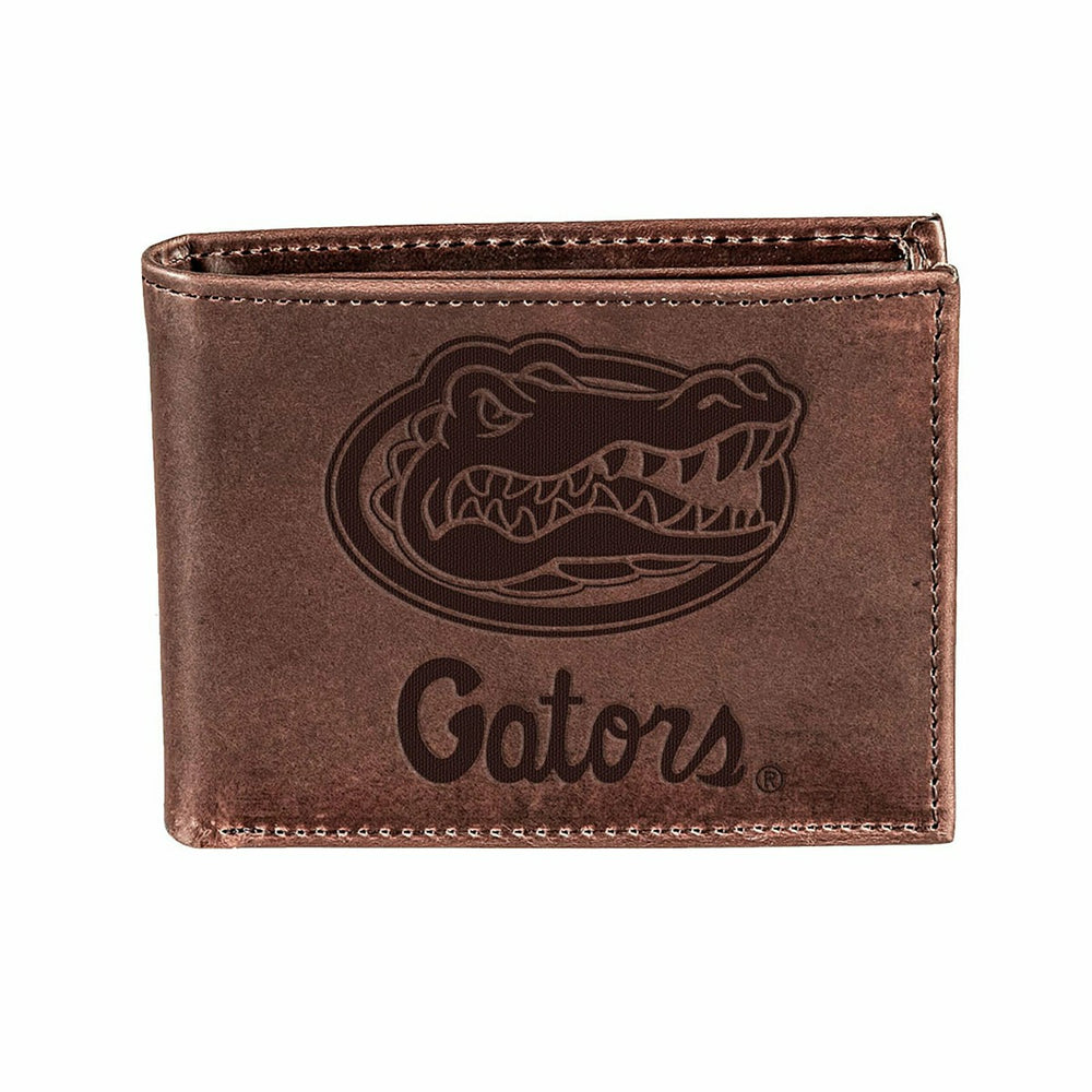 University of Florida, Bi-Fold Wallet, Brown, CH, 100% Genuine Leather, Collegiate, Home