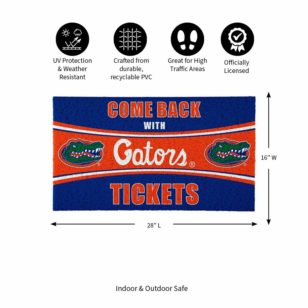 28" x 16" PVC Trapper Mat, Come Back with Tickets, University of Flori, Collegiate