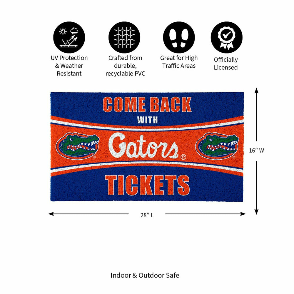 28" x 16" PVC Trapper Mat, Come Back with Tickets, University of Flori, Collegiate