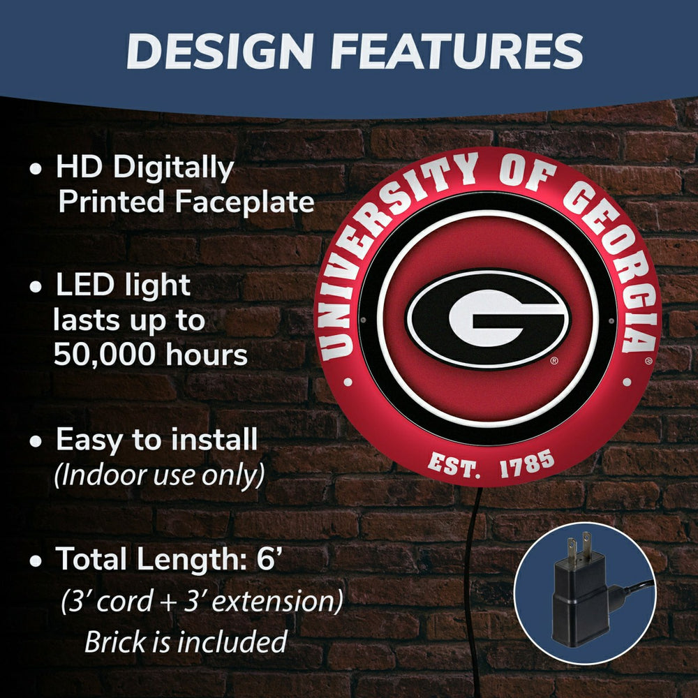 University of Georgia, Metal Lite, Round, Collegiate