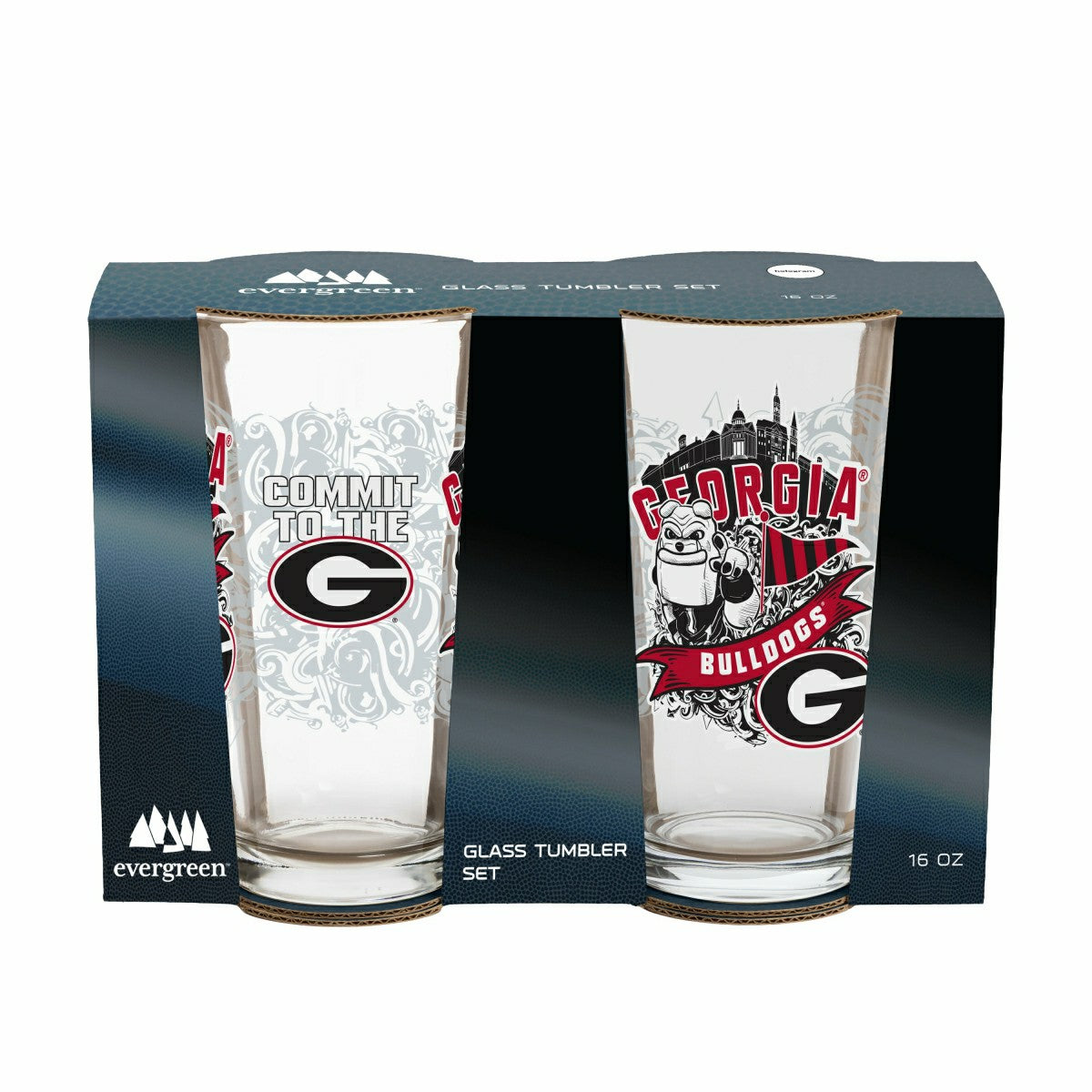 University of Georgia 16oz Glass pint, Set of 2, Collegiate, Home