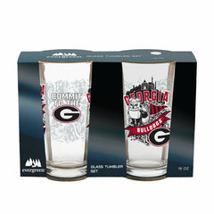 University of Georgia 16oz Glass pint, Set of 2, Collegiate, Home