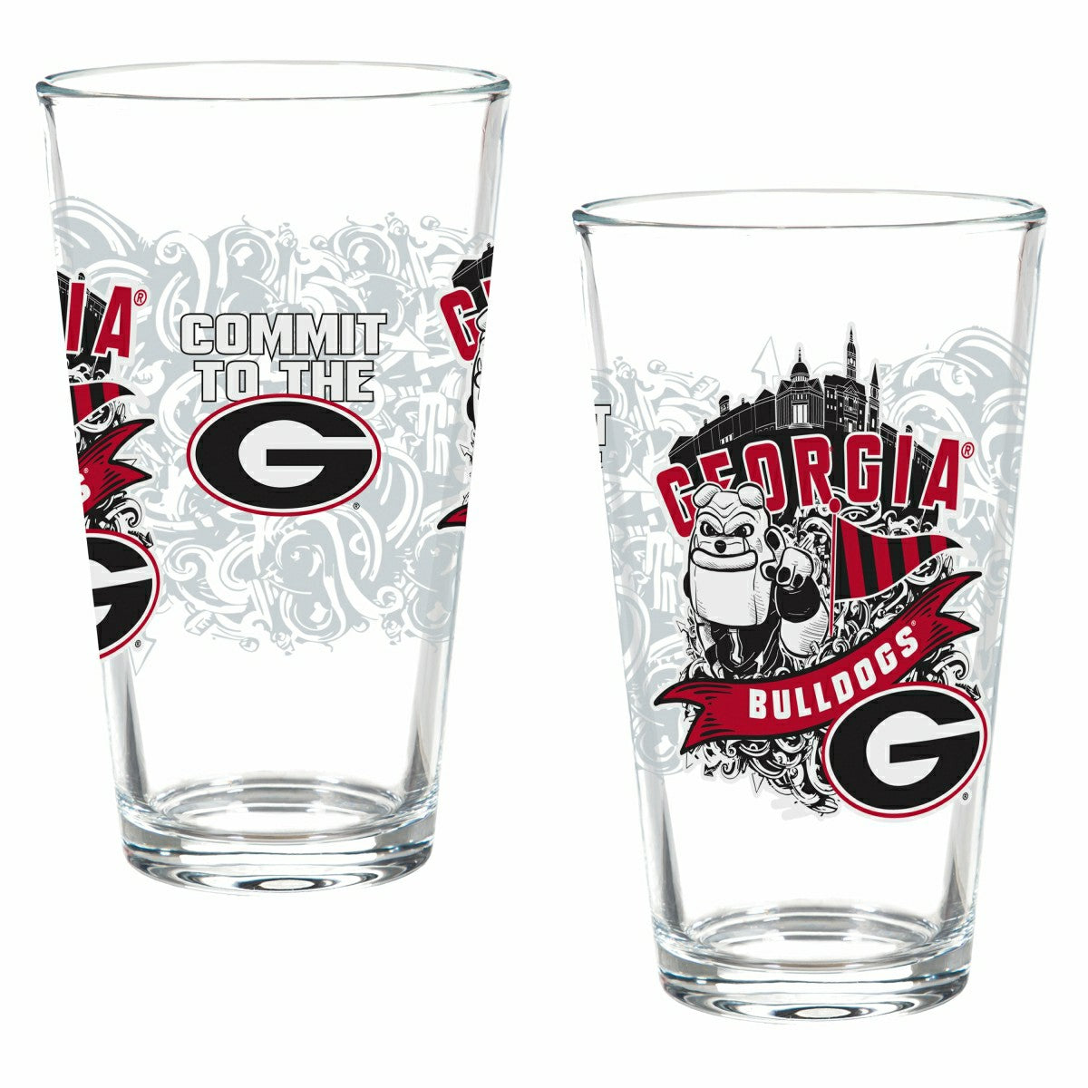 University of Georgia 16oz Glass pint, Set of 2, Collegiate, Home