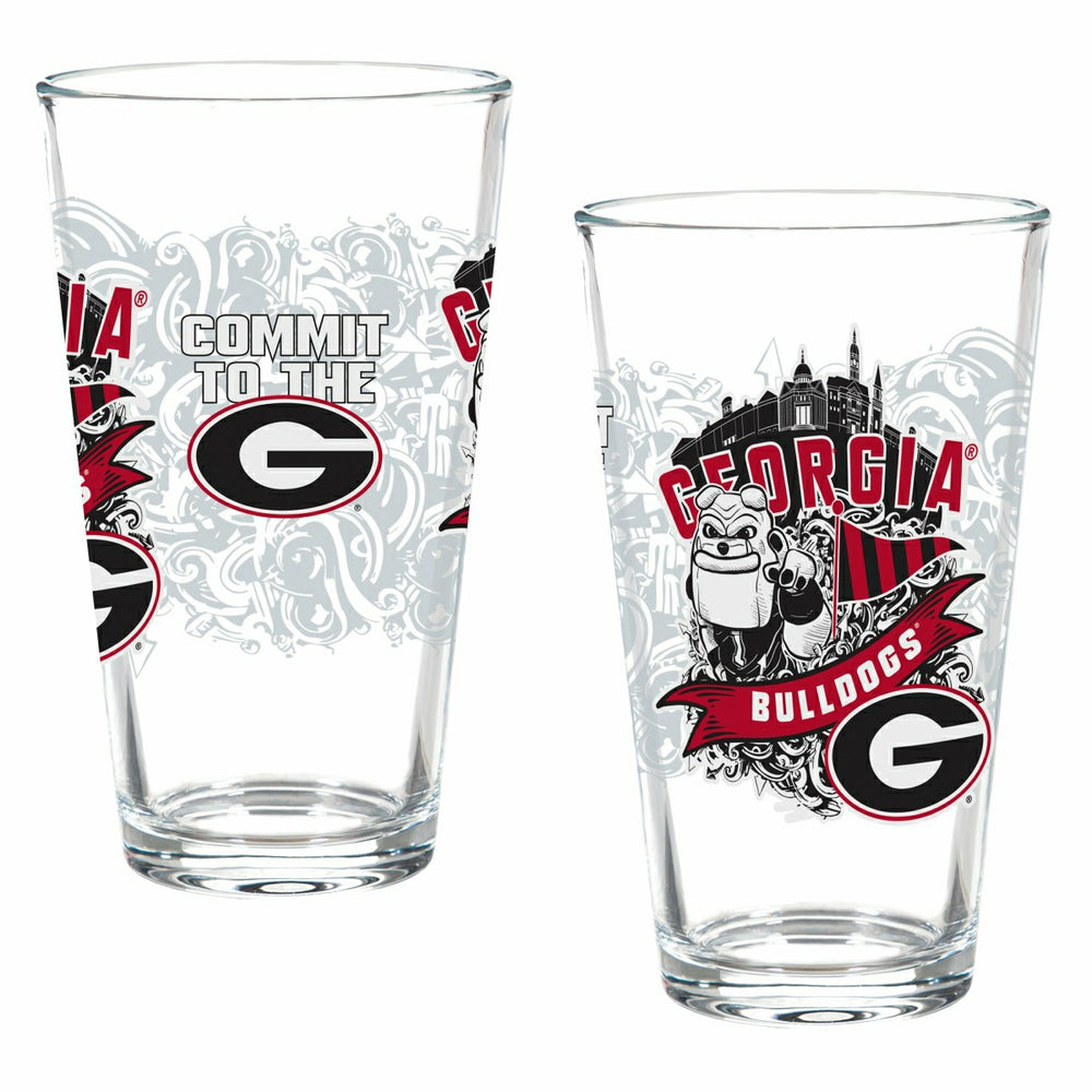 University of Georgia 16oz Glass pint, Set of 2, Collegiate, Home